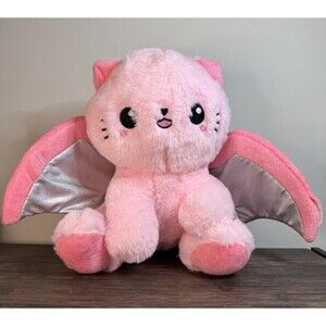 RARE Ploofs Cute N Creepy Stuffed Animal 10” Plush Spooky Pink Cat Bat Wings